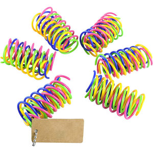 Kedi yavru evcil için renkli komik elastik atlama interaktif plastik kedi oyuncak bahar - Product Image 3