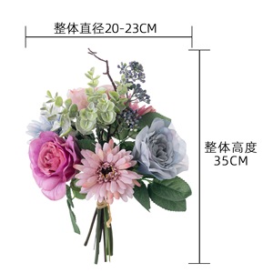ช่อดอกกุหลาบประดิษฐ์ CallaFloral สีชมพูเทา ดอกเจอร์เบอร์รา จัดดอกไม้ทำมือ สำหรับงานแต่งงาน ตกแต่งบ้าน - Product Image 4