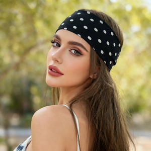 Retro Boho Breeze Wind Dot Stretch Women's Hairbands Korean Ins Fashion Wide Yoga Sports Dating Hair Accessories - Product Image 5