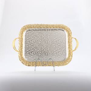 Plateau en fer décoratif écologique avec poignée de couleur d'affichage de fête rectangle en dentelle arabe pour bougies - Product Image 2