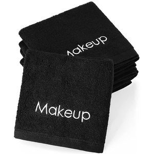 Wholesale Custom Soft Bamboo Washcloths Makeup Cleaning <strong>Towel</strong> Bamboo Cotton Embroidery Black Makeup Remover <strong>Towels</strong> - Product Image 1
