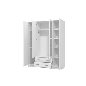 <span class=keywords><strong>Armadio</strong></span> a 4 <span class=keywords><strong>Ante</strong></span> in Legno <span class=keywords><strong>con</strong></span> 2 Cassetti e 2 Specchi per Camera da Letto, Design Minimalista, Stile Moderno e Ampio Spazio di Archiviazione - Product Image 4