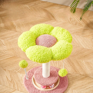 Rascador para Gatos con Forma de Flor de Peluche, Poste Rascador Alto con Juguete de Pista y Bola Interactiva, Árbol para Gatos de Madera para Escalar Verticalmente - Product Image 3