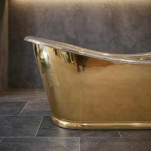 Bañera Independiente de Cobre, Bañera Ovalada de Metal con Acabado Dorado, Baño de Lujo para Spa - Product Image 4