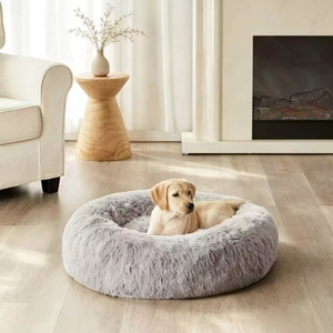 <span class=keywords><strong>Coussin</strong></span> rond <span class=keywords><strong>pour</strong></span> <span class=keywords><strong>chien</strong></span> <span class=keywords><strong>anti</strong></span>-anxiété apaisant, lavable, en fourrure moelleuse, avec base antidérapante - Product Image 2