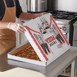 Özel tasarım Pizza kutusu beyaz karton Pizza özel logolu kutu, tasfiye özel Pizza kutuları