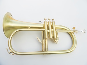 Flugelhorn professionnel en laiton, tonalité BB, finition laquée or, design vintage brossé mat, pistons en Monel, trompette flugelhorn - Product Image 3