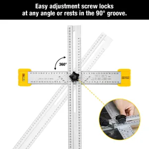 Chế biến gỗ dòng Scribe T-Type Cai Trị lỗ scribing cai trị đo Hợp kim nhôm đánh dấu cai trị có thể điều chỉnh DIY công cụ đo lường