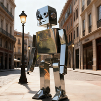 Sculptures extérieures de robots humanoïdes en acier inoxydable, personnalisables, de grande taille, de style science-fiction moderne, pour la décoration de quartiers commerciaux