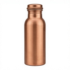 Artisan Pure Copper <b>Water</b> <b>Bottle</b> with Leak Proof Screw Lid Portable Seamless <b>Metal</b> Eco Friendly Flask - Product Image 1