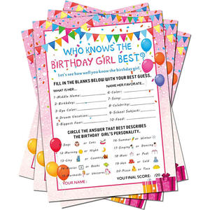 Tarjeta de cumpleaños de chica divertida con impresión personalizada que conoce <span class=keywords><strong>a</strong></span> la chica de cumpleaños mejor juego tarjeta de juego de actividad de fiesta de cumpleaños - Product Image 1