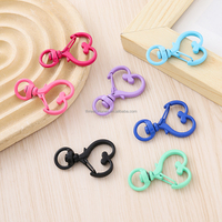Connecteurs en métal couleur bonbon, peinture cuite, en forme de cœur et de macaron, pour porte-clés à ressort, apprêts de bijoux DIY, vente en gros