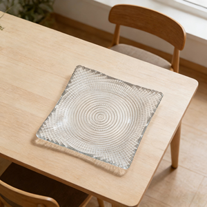 Piatto di Presentazione in Vetro Testurizzato con Cerchi Concentrici Quadrati <span class=keywords><strong>da</strong></span> 15cm/<span class=keywords><strong>6</strong></span> Pollici, Piatto Decorativo IVV Posuda per Allestimenti Tavola - Product Image 5