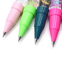 Dessin animé personnalisé mignon paillettes 3D flotteur en plastique éclairage LED stylo à bille liquide 1.0mm sport corps Logo impression cadeau publicitaire