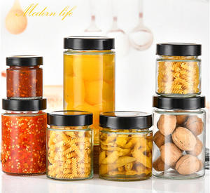 Produits phares : Pot en verre transparent avec couvercle rond en fer de 150 ml/500 ml pour cornichons, bouteille de bœuf, confiture de poivre, miel, aliments en conserve, pot en verre - Product Image 2