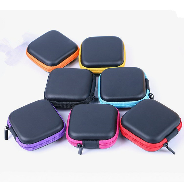 Earbuds Portable Square Earphone Carrying Cases Hard EVA Earbud Case Bag for Headphones USB Cables