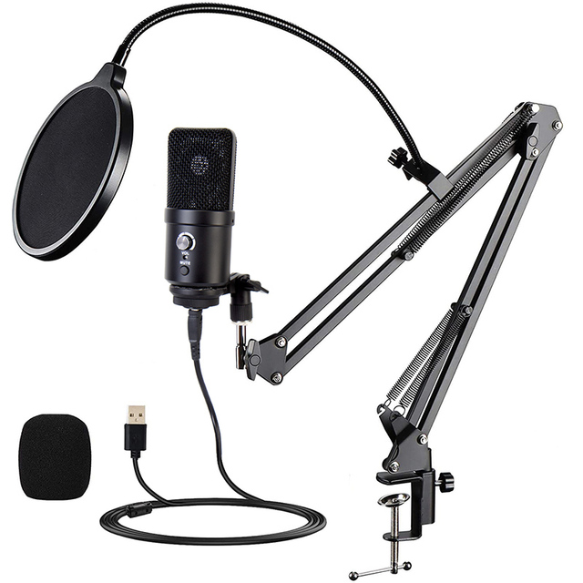 UM78 KIT USB Condenser Gaming Microphone with Arm Stand for Streaming Vlogging and Podcasting