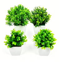 Bunga Bonsai Buatan Bentuk Menara dari Plastik Tahan UV Premium, Tanaman Hijau Mini Realistis dalam Pot, Lanskap Profesional