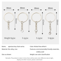 Porte-Clés à Anneau Fendu Personnalisable en Métal Promotionnel avec Chaîne à Vis, Anneaux de Jonction en Métal Couleur Argent, Accessoires de Chaînes de Porte-Clés