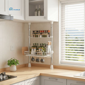 Escurridor de Platos de Cocina YIJIALE, Ahorrador de Espacio, 2 Niveles, Blanco, Ajustable, de Acero Inoxidable, con Tensión, Metálico, para Almacenamiento del Hogar - Product Image 1