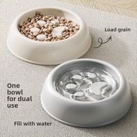 Gamelle double multifonction en plastique épaissi pour chat, anti-étouffement, alimentation lente, anti-éclaboussures