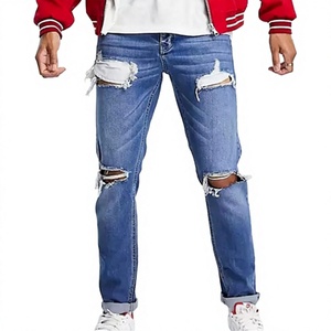 Pantalones Cargo de Mezclilla Oscura Sólida con Acabado Stonewashed para Hombre, de Alta Calidad, Ecológicos, de Secado Rápido, Estilo Hip Hop, Venta al por Mayor Personalizada de Fábrica - Product Image 1