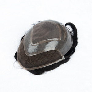 PROMOTION EXCEPTIONNELLE : Prothèse capillaire Yuanzhen pour hommes, 100% cheveux vierges INDIENS Remy, base en dentelle 64 points, lisse, densité 110%, texture 38mm - Product Image 1