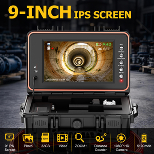Caméra d'<span class=keywords><strong>inspection</strong></span> de canalisations et de tuyaux avec écran 9 pouces, localisateur 512 Hz, caméra endoscopique auto-nivelante 1080P, DVR vidéo 32 Go, 30 m (100 pieds) - Product Image 2