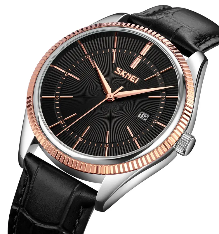 SKMEI 9298 customized brand create logo automatic zimermann hand quartz watches leather bands wrist watches for men