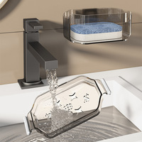 Organisateur de rangement mural double couche sans perforation pour porte-savon ménager de cuisine Design moderne pour une utilisation pratique