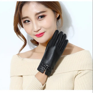 Women's Autumn Winter Touchscreen <b>Gloves</b> Fleece Lined Thickened Driving <b>Gloves</b> Black Fashionable Korean Style <b>Warm</b> <b>Gloves</b> - Product Image 1
