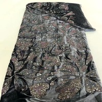 Tissu de velours d'automne hiver avec dentelle de perles de paillettes de tube brodé pour les filles nouvelles robes de soirée de mariage tricotées