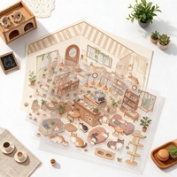 Kit d'autocollants de scène miniature 3D personnalisés, ensemble DIY mignon pour bibliothèque, boutique, boulangerie, artisanat de journalisation chaleureux