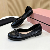 En gros Holy Steps Ballerines classiques noires rétro respirantes à nœud décoratif en cuir tanné végétal pour le printemps et la marche pour femmes