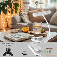 Nouvelle lampe de bureau LED à clipser pour la lecture de livres, de partitions et de musique - Lampe de nuit pour salon, batterie au lithium, CRI élevé 80-89