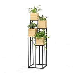 Support de <span class=keywords><strong>pot</strong></span> de fleurs en bois massif, étagère à plusieurs niveaux, pour salon, balcon d'intérieur, type de sol, épimum pre-aureum, plantes succulentes - Product Image 4