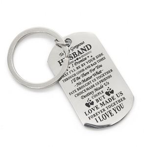 Custom Laser Keyring Stainless Steel Keychain Shiny Metal Keychain for Husband Gifts - Product Image 1