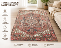 Tapis d'intérieur vintage de style persan imprimé en polyester, fabriqué à la machine, antidérapant, à poils moyens, pour salon, chambre à coucher, taille personnalisée