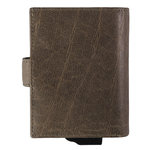 Tarjetero de cuero auténtico PU para tarjetas de crédito, abierto, automático, emergente, Delgado, minimalista, con bloqueo RFID, forro de nailon, tarjeteros - Product Image 4