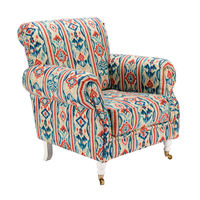 Chaise de luxe de style français rétro médiéval, modèle Tigre, en coton et lin, dossier haut, avec pieds en bois, pour chambre, balcon, maison, style campagnard américain