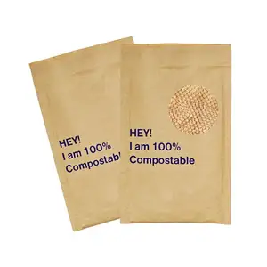 Personalizado 100% compostable biodegradable papel Kraft panal papel Mailer bolsa compostable acolchado Mailer