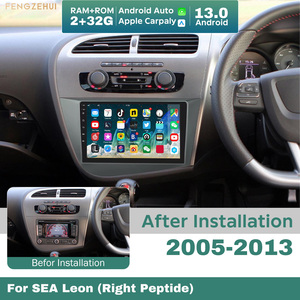 Autoradio Android 13 9 pouces pour <span class=keywords><strong>Seat</strong></span> <span class=keywords><strong>Leon</strong></span> Right Peptide 2005-2013 Carplay Android Auto Caméra de recul AHD Autoradio Wifi RDS - Product Image 1