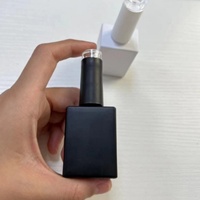 Botella de vidrio vacía rectangular para esmalte de uñas, transparente/negra, para rellenar esmalte de uñas/pegamento/aceites, tapa de rosca resistente a la luz, 10/15ML, 100 unidades