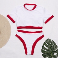 Fabrication Oem Vente en gros de haute qualité Personnalisation Mode de luxe Maillot de bain taille haute style sportif avec ourlet à manches courtes