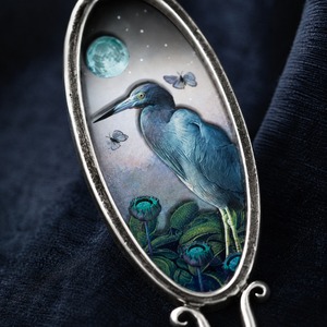 Orecchini pendenti vintage con fenicottero blu e fiore, stile corte, da donna, per feste, con personalità - Product Image 4