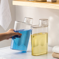 Bouteille Distributrice de Lessive avec Couvercle Verre Mesureur Hermétique Transparent 1300ML Écologique Durable Plastique Américain