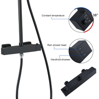 Ensemble de robinets de douche muraux pour salle de bain, système de douche thermostatique exposé au noir