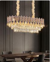 Lampes suspendues modernes du Guangdong, lustre en cristal Asfour or K9, éclairage de plafond en acier inoxydable de luxe, lustres en cristal