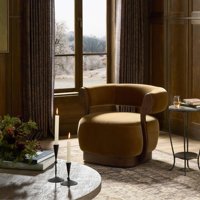 Fauteuil design moderne de luxe en bois de palissandre pour salon, hôtel, chambre à coucher – Mobilier d'appoint luxueux et rembourré