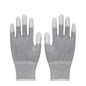 13 ölçer gerilebilir karbon Fiber üst Fit Anti statik eldiven parmaklarınızın Pu kaplı elektronik iş güvenliği Esd eldiven